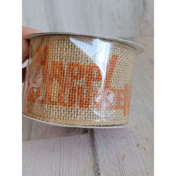 Happy Halloween burlap ribbon string pumpkin prop decor - Picture 3 of 7